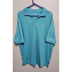 Tommy Bahama Men's Polo Aqua Size M Short Sleeve Golf Vaca Cruise Shirt